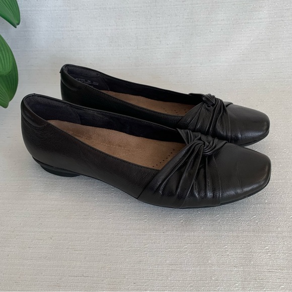 Clark’s Artisan Candra Gleam Black Leather Comfort Ballet Flats Woman’s 8M - Picture 4 of 10